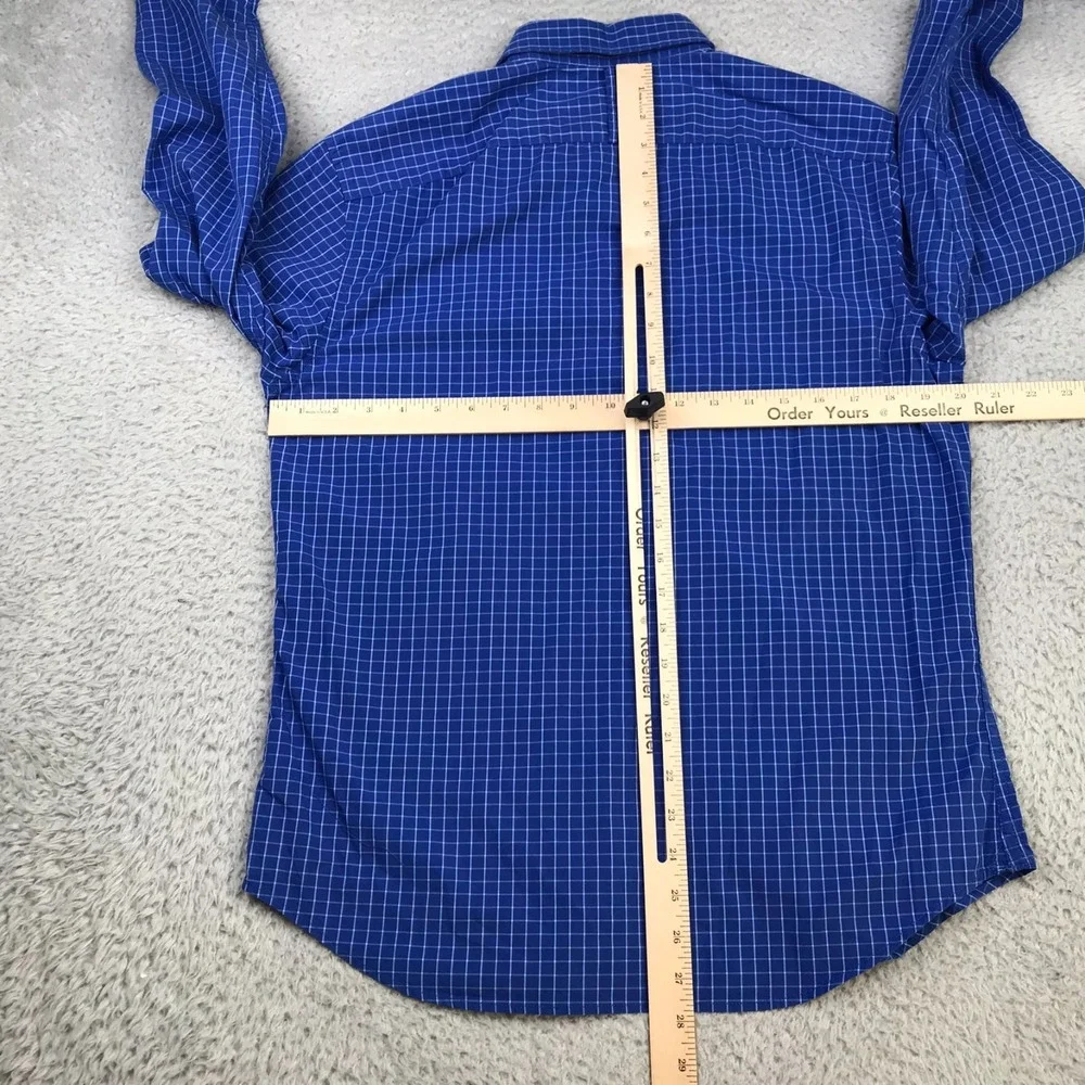Banana Republic Luxe Stretch Poplin Shirt Mens S Blue Check‎ Button Down NEW NWT